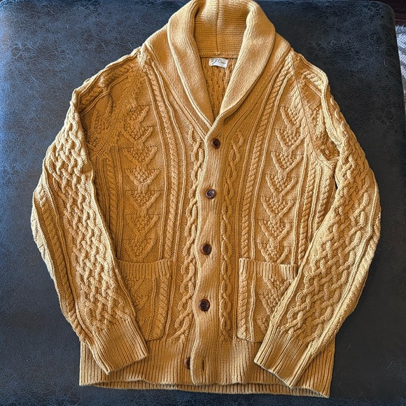 J. Crew Aran Fisherman Cardigan- Size Medium Butterscotch/ Amber colored - Picture 1 of 3